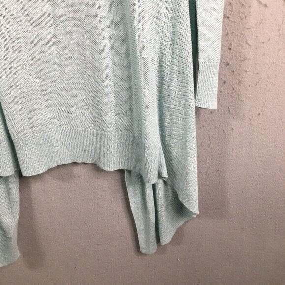 Theory Sweater Womens Large Blue Cardigan Open Front Waterfall Linen Lagenlook - Picture 15 of 15